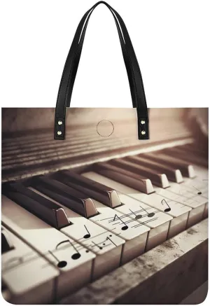 Grocery Bags Piano Keys Bag for Women Lightweight Beach Bag Shoulder Bags for Travel Shopping Work Handbag