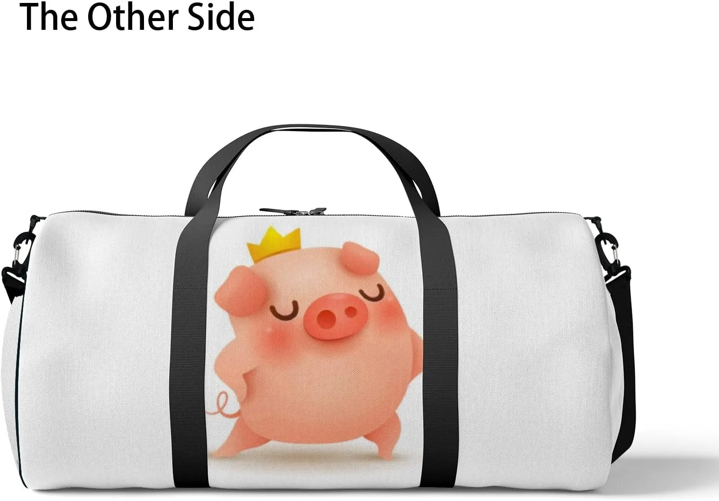 Gym Bag Sports Travel Bag Cute Piggy Crown Weekender Bags with 2 Side Pocket Lightweight Waterproof Polyester Tote Bag for Swimming Yoga Women Men 9x17.6inch