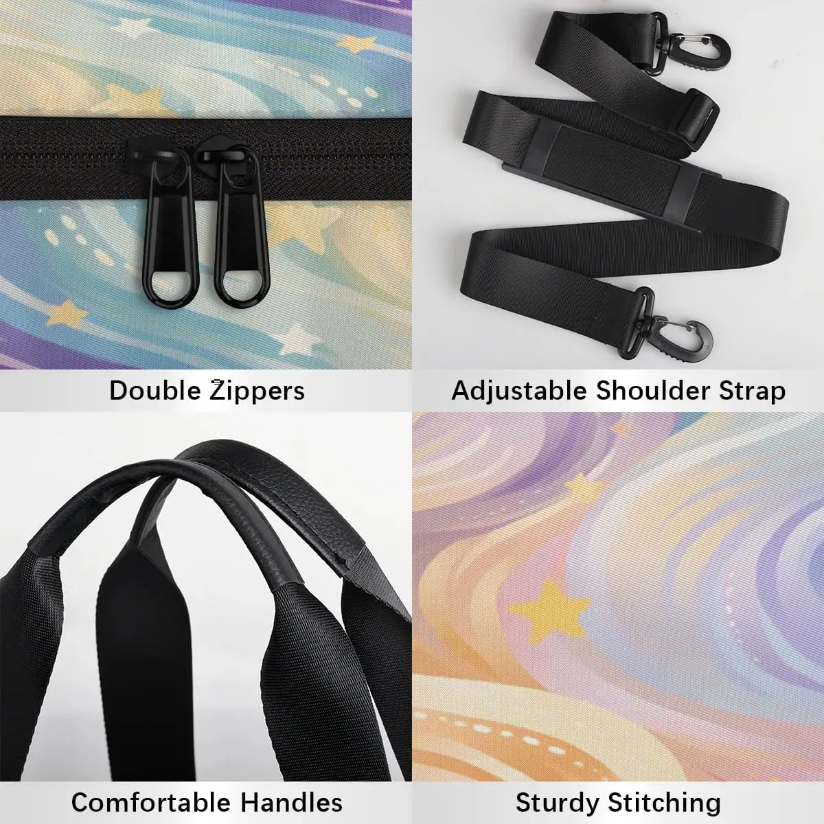 Gym Bags for Men Women Abstract Star Stripe Sports Duffel Bags Carry On Travel Duffle Bag with Detachable Adjustable Shoulder Strap Overnight Weekender Bag