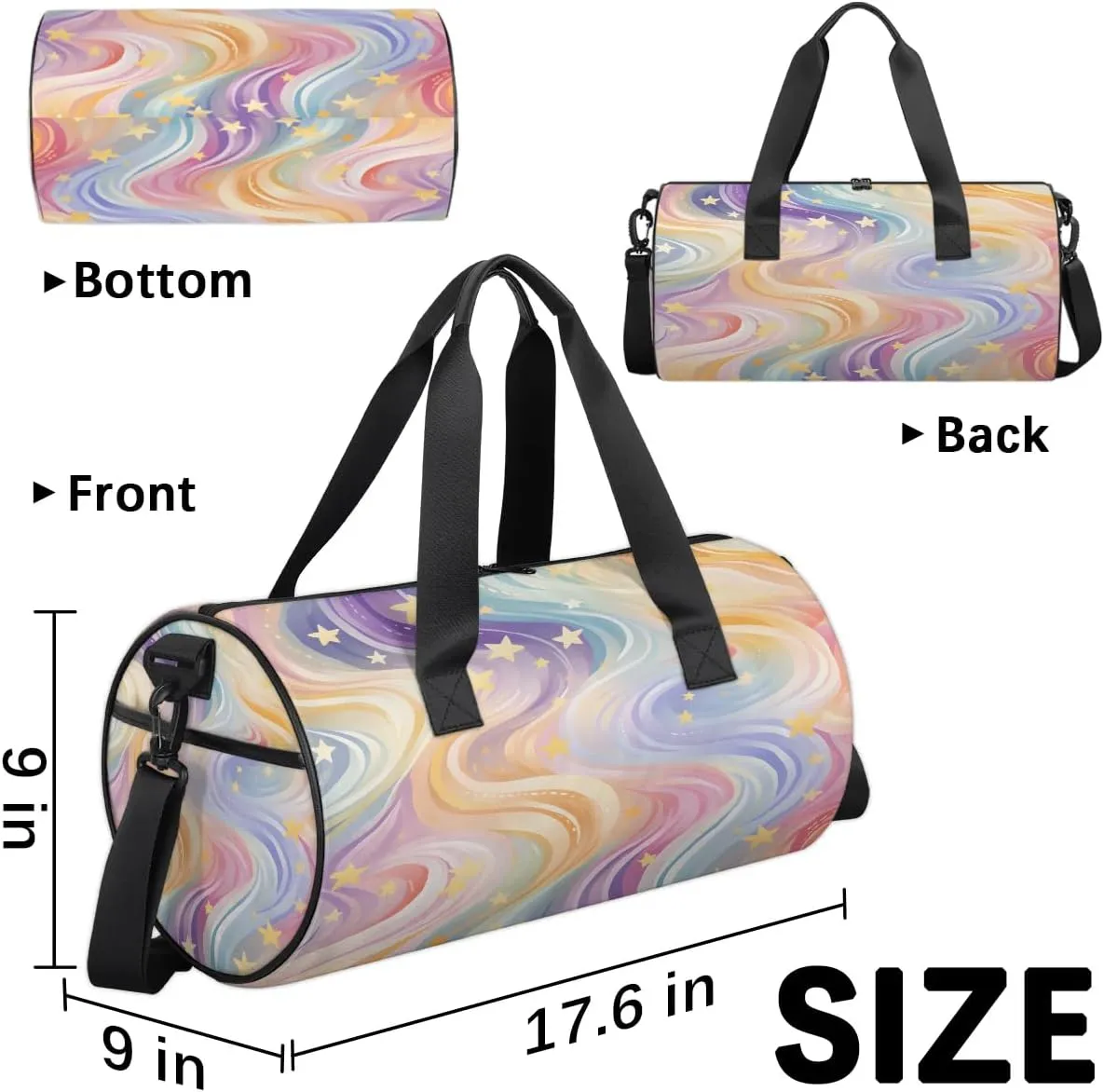 Gym Bags for Men Women Abstract Star Stripe Sports Duffel Bags Carry On Travel Duffle Bag with Detachable Adjustable Shoulder Strap Overnight Weekender Bag