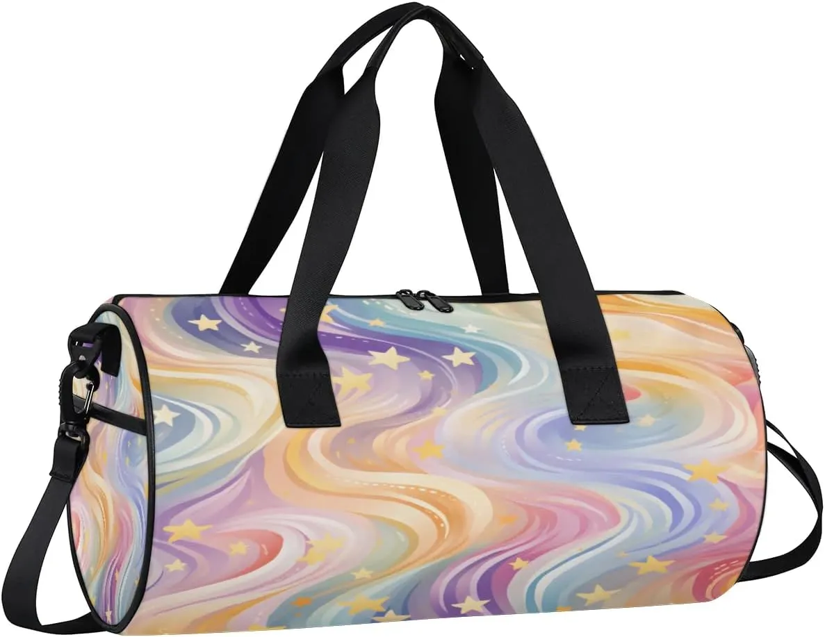 Gym Bags for Men Women Abstract Star Stripe Sports Duffel Bags Carry On Travel Duffle Bag with Detachable Adjustable Shoulder Strap Overnight Weekender Bag