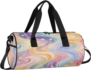 Gym Bags for Men Women Abstract Star Stripe Sports Duffel Bags Carry On Travel Duffle Bag with Detachable Adjustable Shoulder Strap Overnight Weekender Bag