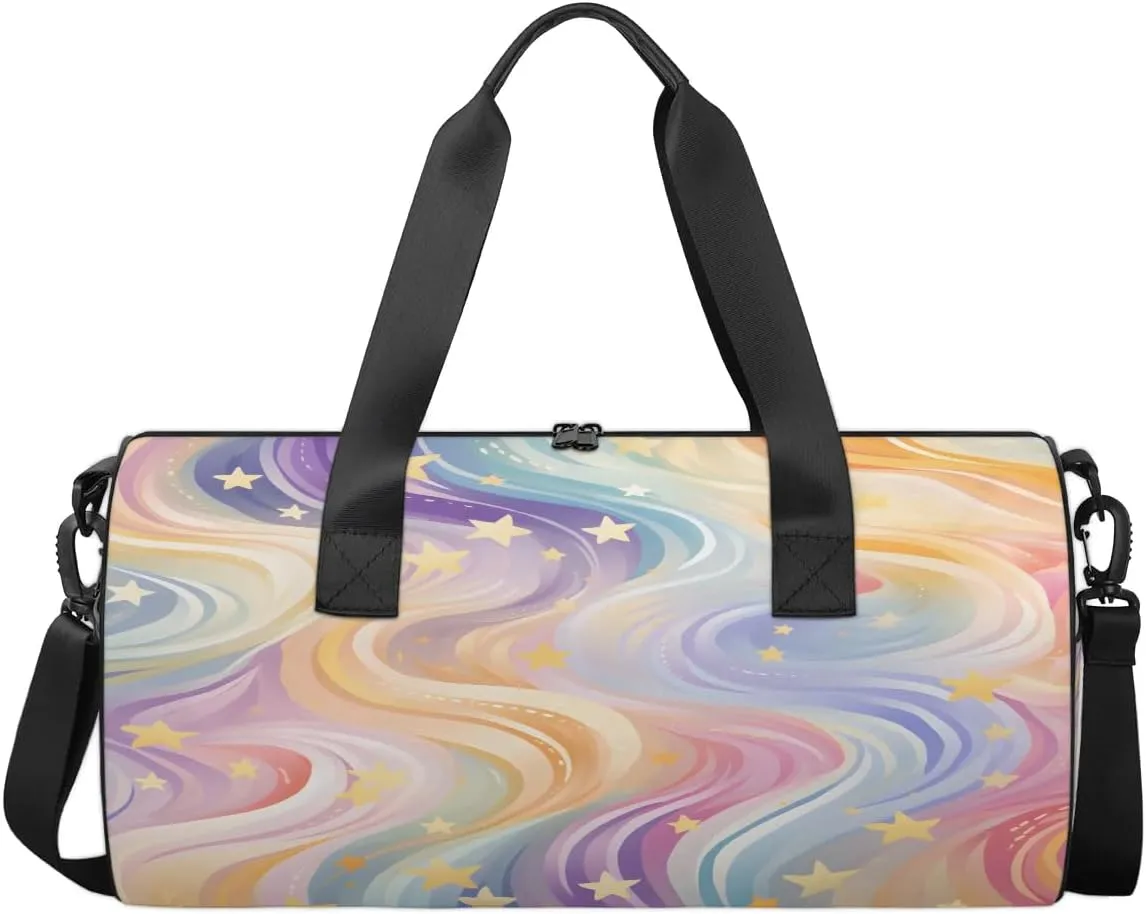 Gym Bags for Men Women Abstract Star Stripe Sports Duffel Bags Carry On Travel Duffle Bag with Detachable Adjustable Shoulder Strap Overnight Weekender Bag