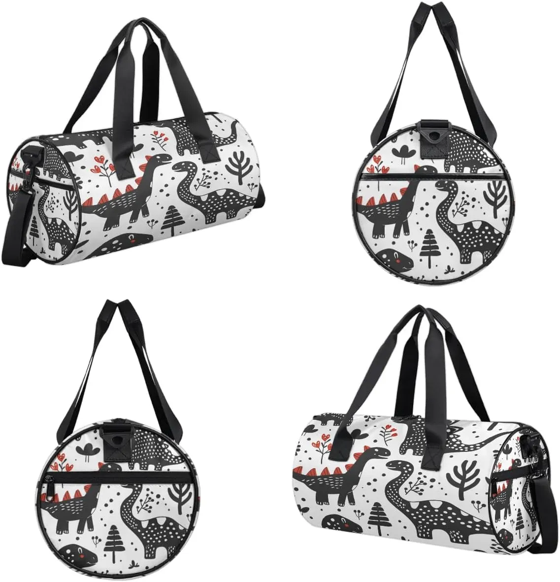 Gym Bags for Men Women Black Dinosaurs Sports Duffel Bags Carry On Travel Duffle Bag with Detachable Adjustable Shoulder Strap Overnight Weekender Bag