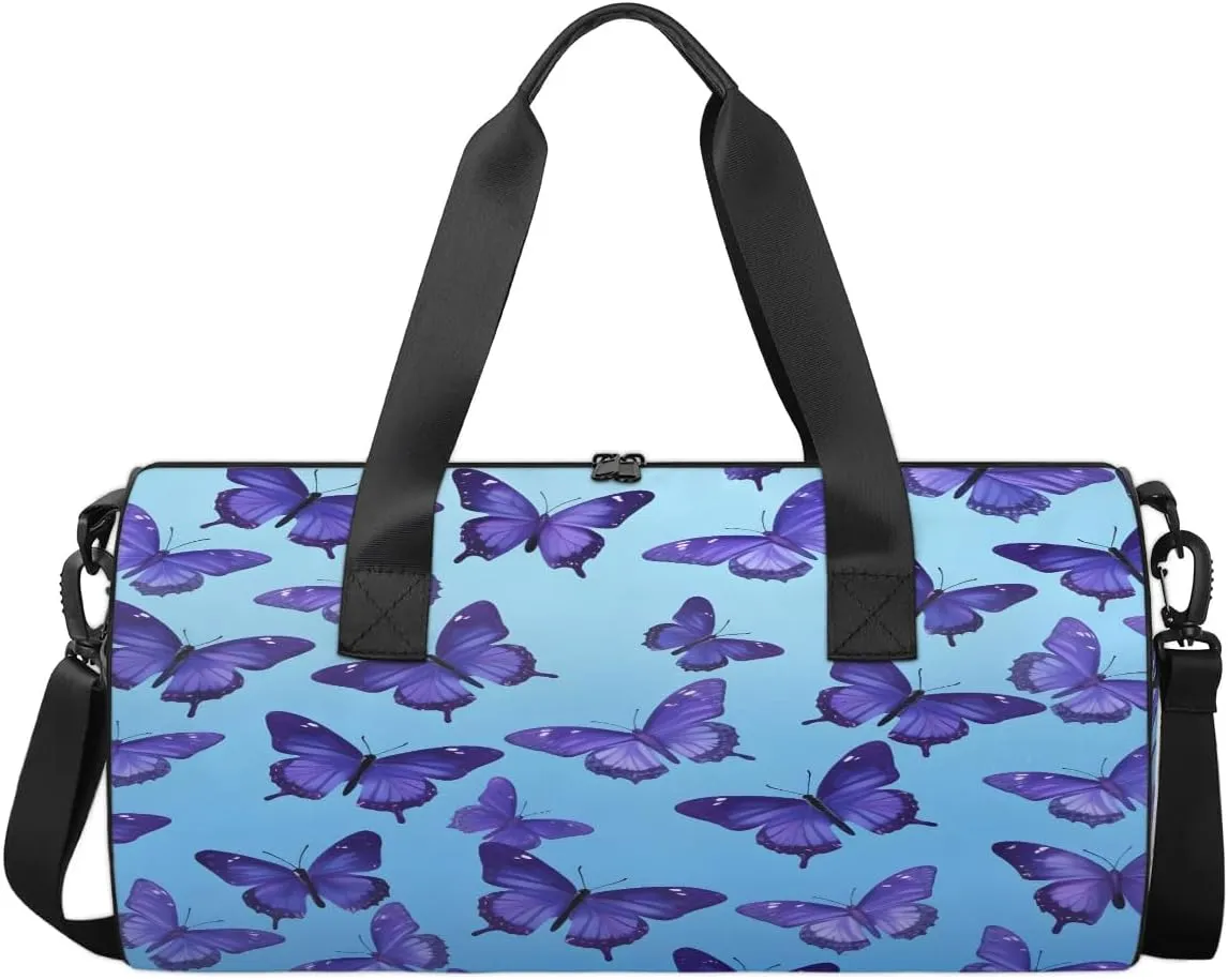 Gym Bags for Men Women Butterflies Design Sports Duffel Bags Carry On Travel Duffle Bag with Detachable Adjustable Shoulder Strap Overnight Weekender Bag