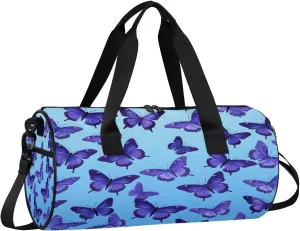 Gym Bags for Men Women Butterflies Design Sports Duffel Bags Carry On Travel Duffle Bag with Detachable Adjustable Shoulder Strap Overnight Weekender Bag