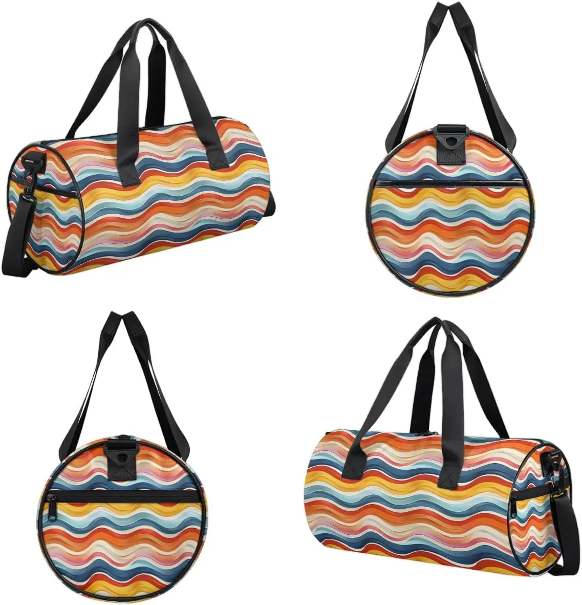 Gym Bags for Men Women Colorful Wavy Line Sports Duffel Bags Carry On Travel Duffle Bag with Detachable Adjustable Shoulder Strap Overnight Weekender Bag