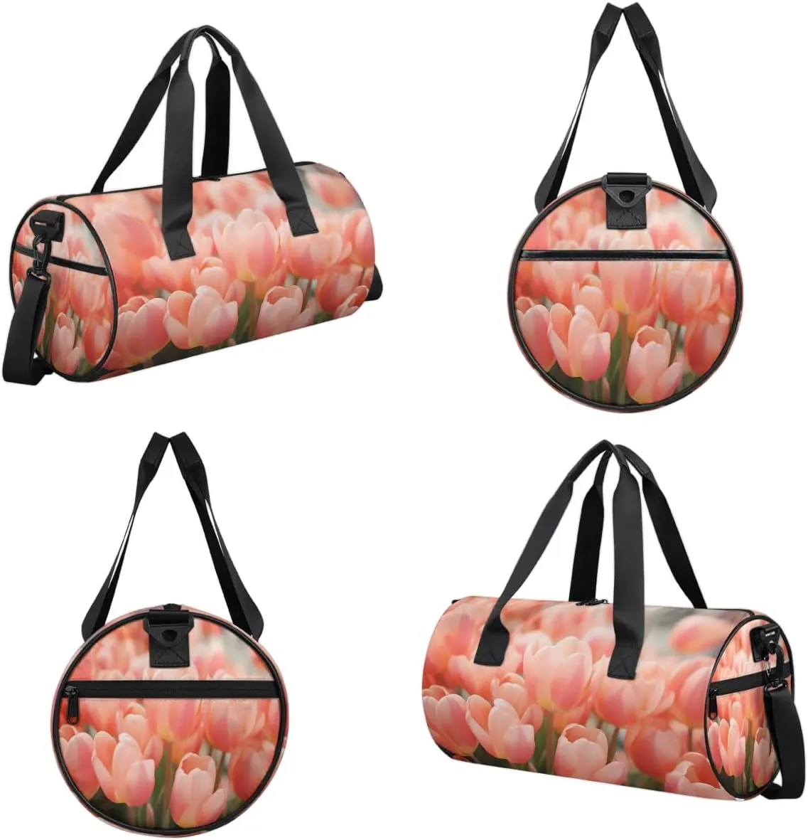Gym Bags for Men Women Fresh Tulip Sports Duffel Bags Carry On Travel Duffle Bag with Detachable Adjustable Shoulder Strap Overnight Weekender Bag