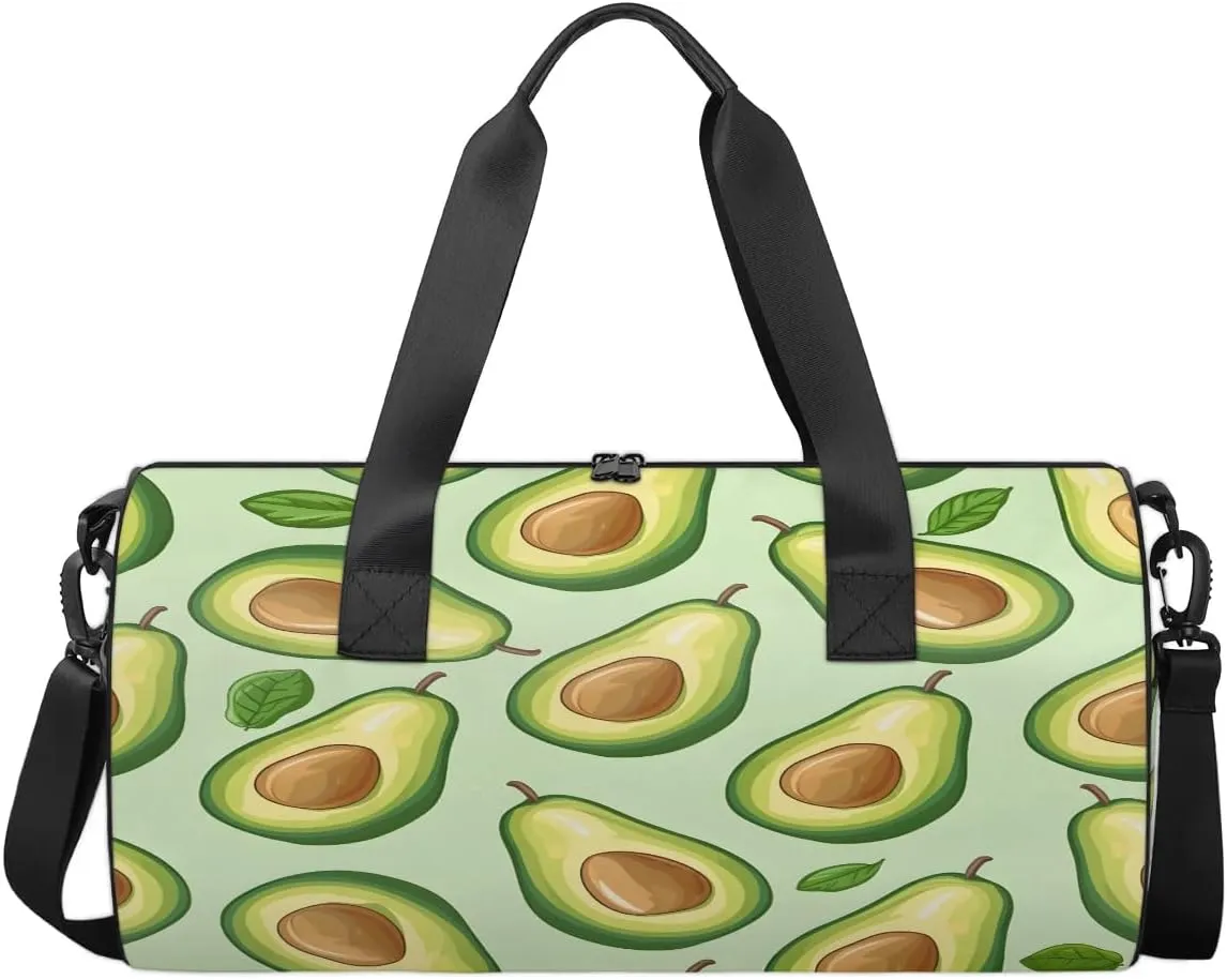 Gym Bags for Men Women Fruit Avocado Sports Duffel Bags Carry On Travel Duffle Bag with Detachable Adjustable Shoulder Strap Overnight Weekender Bag