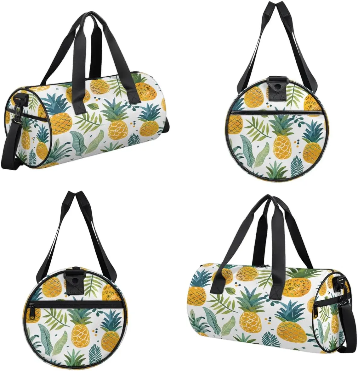Gym Bags for Men Women Leaves Pineapple Sports Duffel Bags Carry On Travel Duffle Bag with Detachable Adjustable Shoulder Strap Overnight Weekender Bag