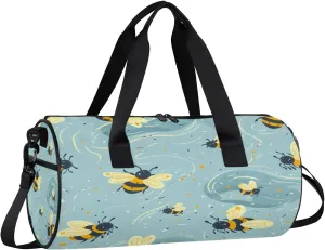 Gym Bags for Men Women Lovely Bees Sports Duffel Bags Carry On Travel Duffle Bag with Detachable Adjustable Shoulder Strap Overnight Weekender Bag