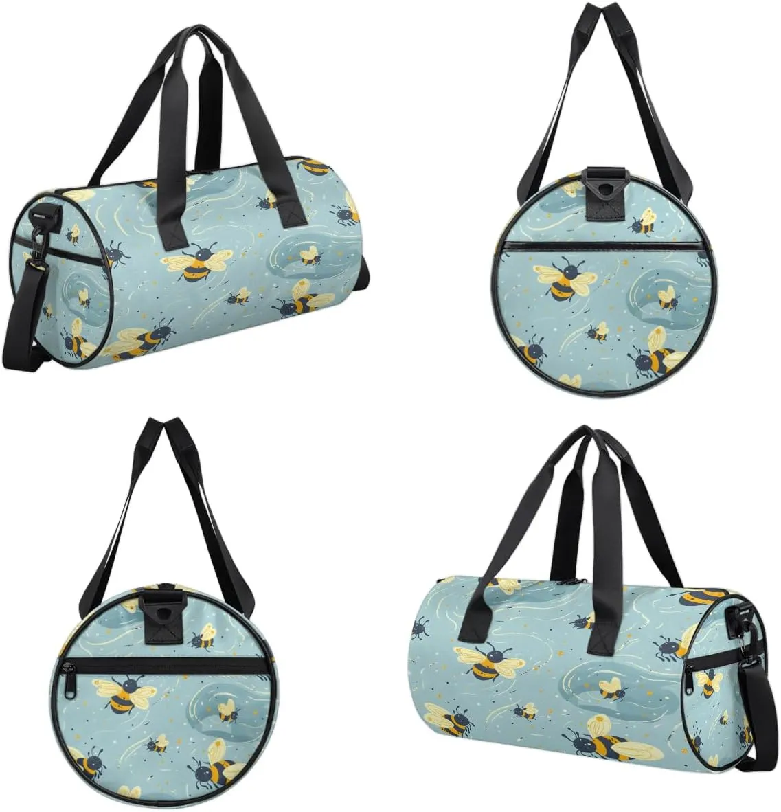 Gym Bags for Men Women Lovely Bees Sports Duffel Bags Carry On Travel Duffle Bag with Detachable Adjustable Shoulder Strap Overnight Weekender Bag