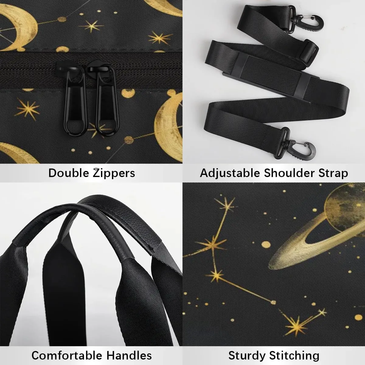 Gym Bags for Men Women Moon Planet Sports Duffel Bags Carry On Travel Duffle Bag with Detachable Adjustable Shoulder Strap Overnight Weekender Bag