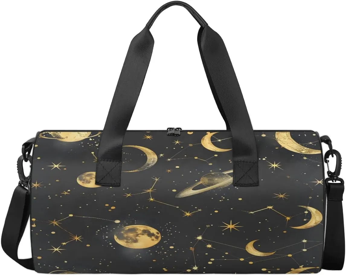 Gym Bags for Men Women Moon Planet Sports Duffel Bags Carry On Travel Duffle Bag with Detachable Adjustable Shoulder Strap Overnight Weekender Bag