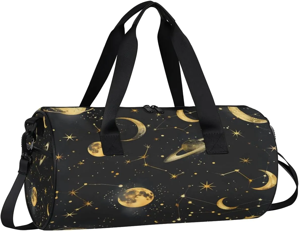 Gym Bags for Men Women Moon Planet Sports Duffel Bags Carry On Travel Duffle Bag with Detachable Adjustable Shoulder Strap Overnight Weekender Bag