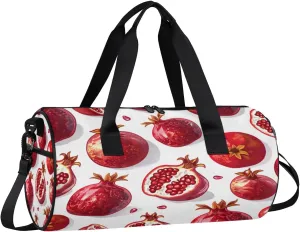 Gym Bags for Men Women Pomegranate Theme Sports Duffel Bags Carry On Travel Duffle Bag with Detachable Adjustable Shoulder Strap Overnight Weekender Bag