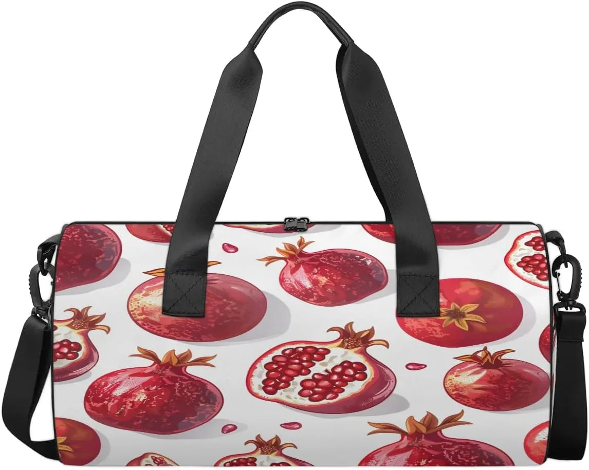 Gym Bags for Men Women Pomegranate Theme Sports Duffel Bags Carry On Travel Duffle Bag with Detachable Adjustable Shoulder Strap Overnight Weekender Bag