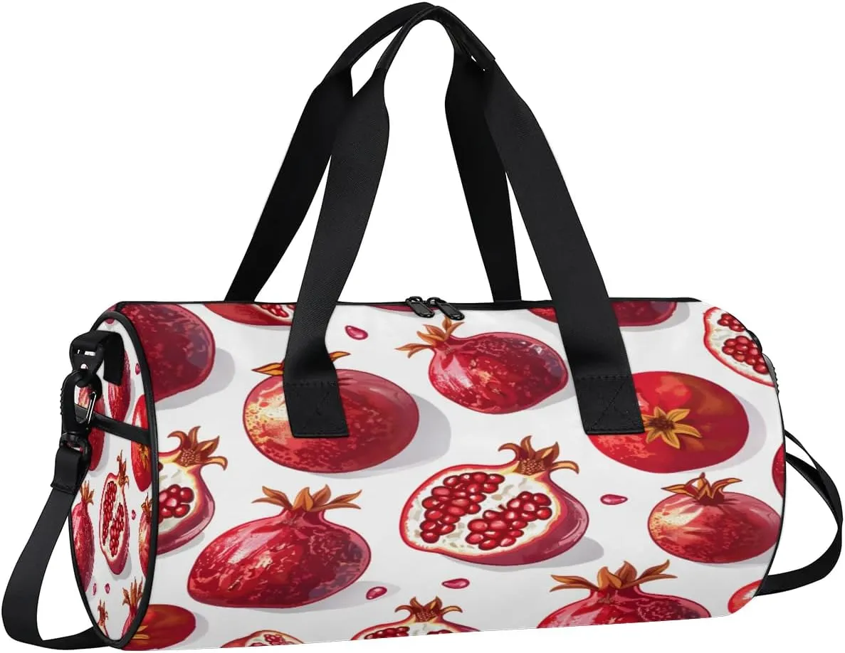 Gym Bags for Men Women Pomegranate Theme Sports Duffel Bags Carry On Travel Duffle Bag with Detachable Adjustable Shoulder Strap Overnight Weekender Bag