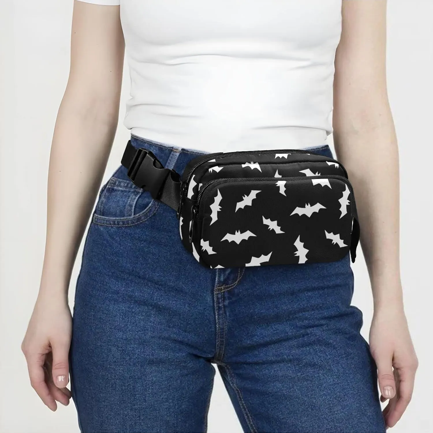 Halloween Bats Fanny Packs for Women & Men Waterproof Waist Pack Fashion Casual Crossbody Bags Hip Bum Bag with Adjustable Strap Hands Free for Outdoors, Hiking, Running, Travel