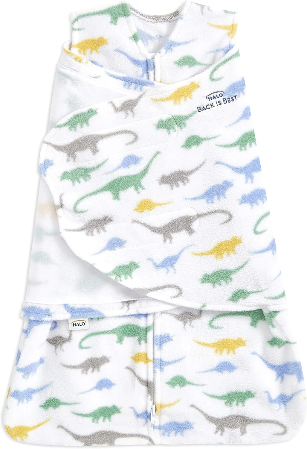 HALO Micro-Fleece Sleepsack Swaddle, 3-Way Adjustable Wearable Blanket, TOG 3.0, Dinos, Small, 3-6 Months