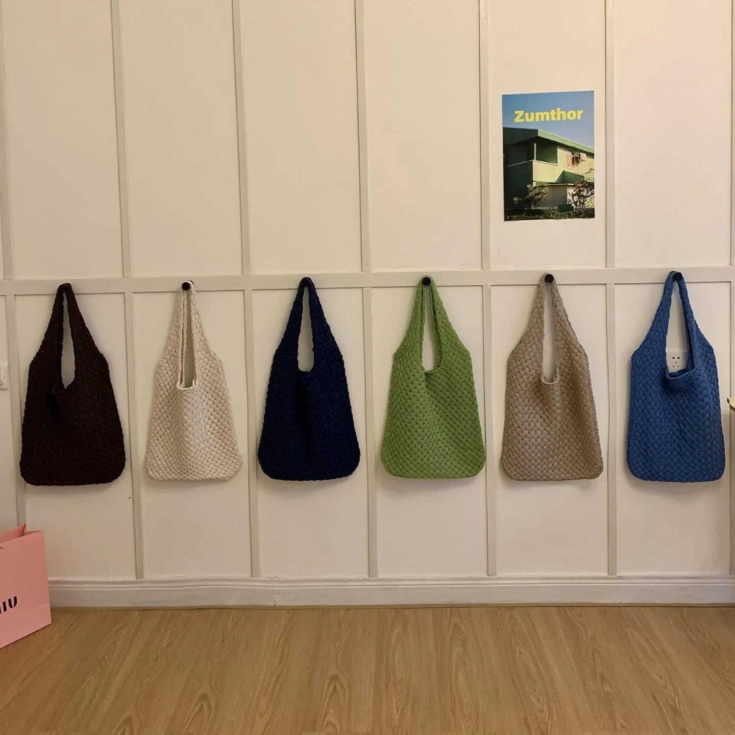 Handmade Crochet Tote Bag for Women - Boho Knitted Shoulder Purse with Dual Straps, Spacious Daily Bag