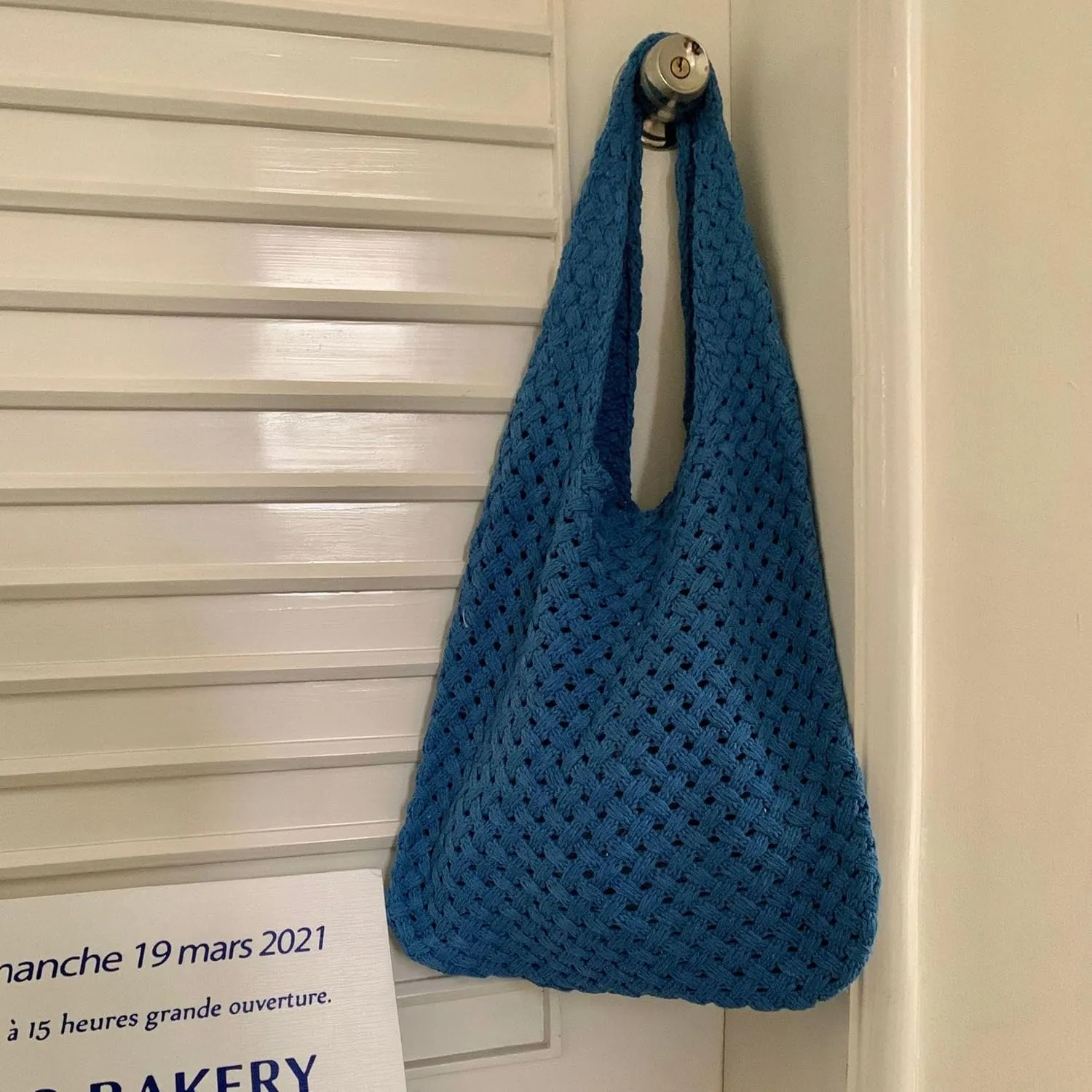 Handmade Crochet Tote Bag for Women - Boho Knitted Shoulder Purse with Dual Straps, Spacious Daily Bag