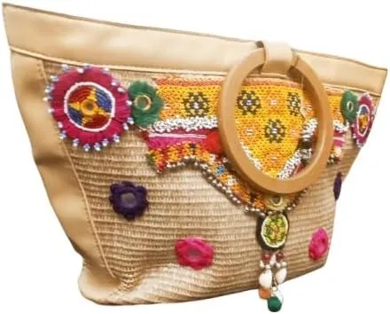 Handmade Sindhi Cultural Embroidered Clutch Bag for Women – Traditional Mirror Work Ethnic Purse for Weddings & Festivals.
