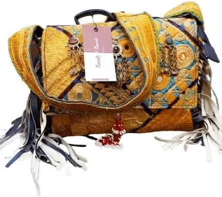 Handmade Sindhi Cultural Embroidered Hand Bag for Women – Traditional Mirror Work Ethnic Bag for Weddings & Festivals.