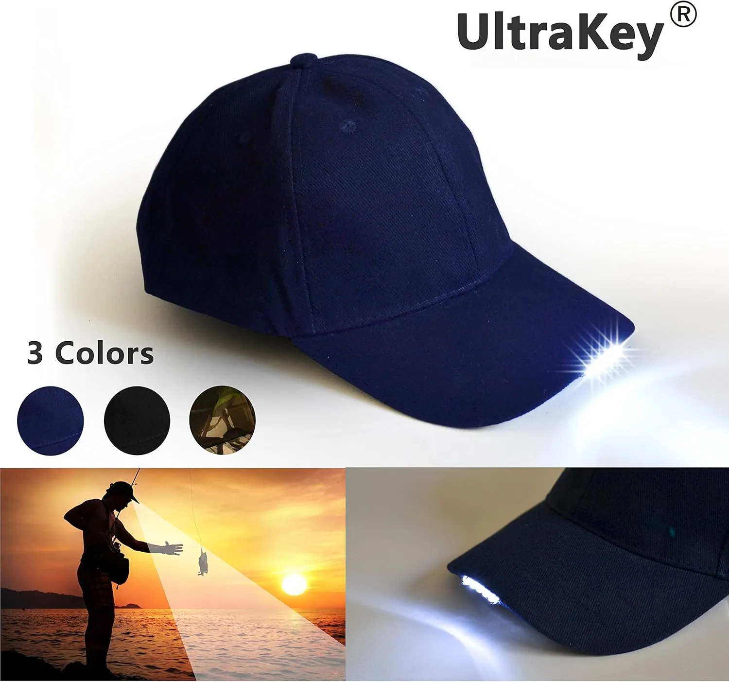 Hands Free LED Baseball Cap Hat for Outdoor Jogging Hip Hop Party Holiday