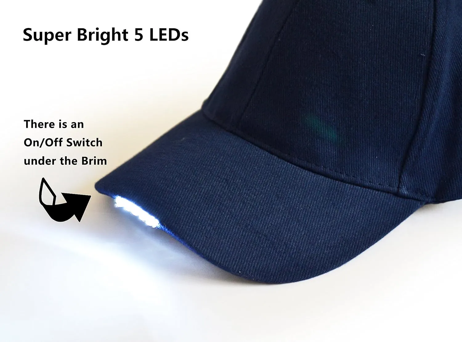 Hands Free LED Baseball Cap Hat for Outdoor Jogging Hip Hop Party Holiday