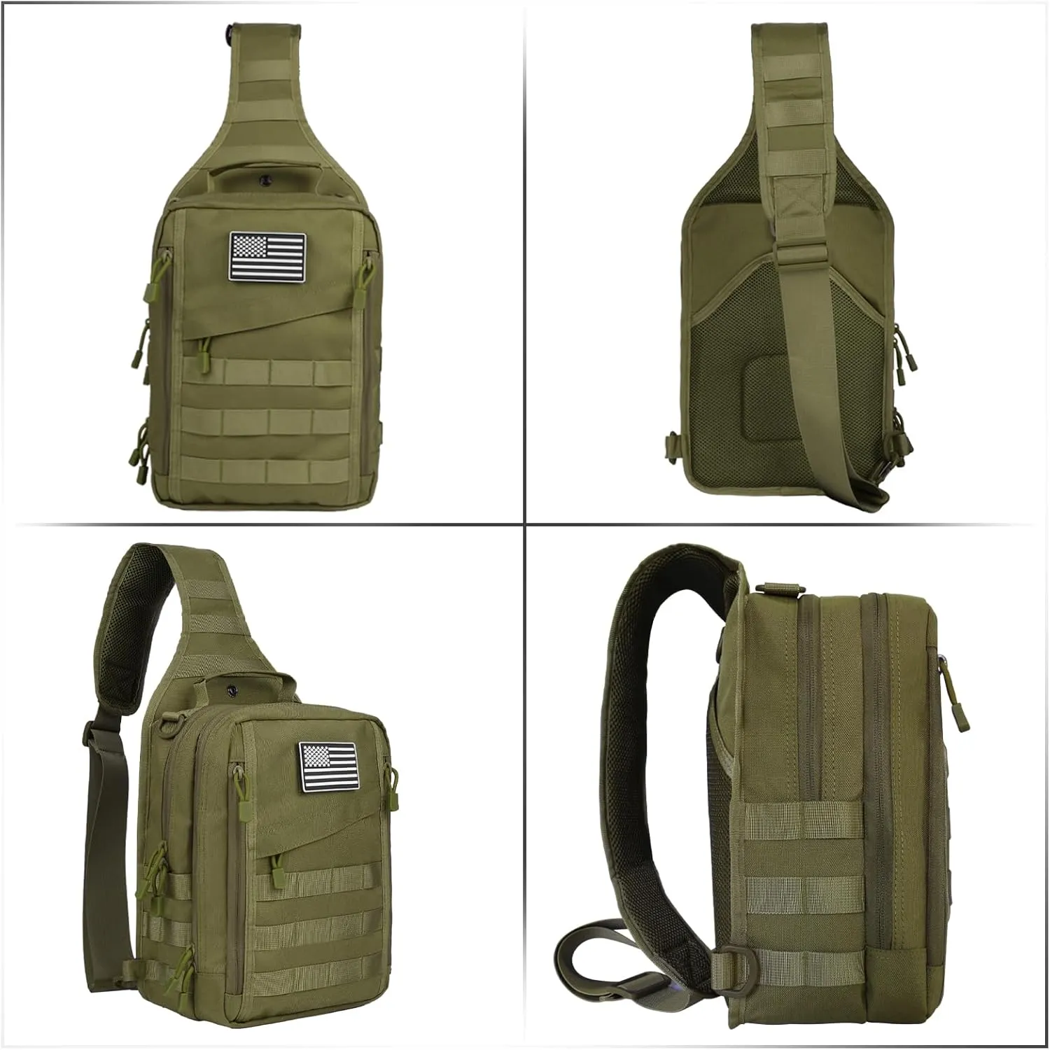 HAOMUK Tactical Sling Bag Backpack for Men with Pistol Holster Military Shoulder Crossbody Bag for Concealed Carry - Green