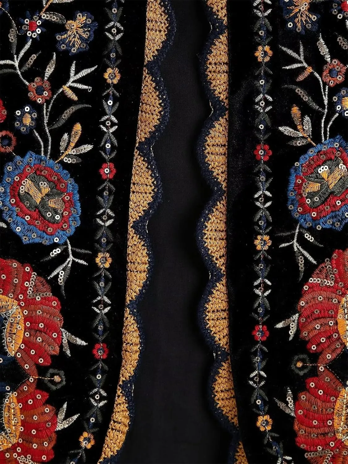 hathne Floral Embroidered Vest for Women Boho Vintage Sleeveless Open Front Vests Tops Waistcoat