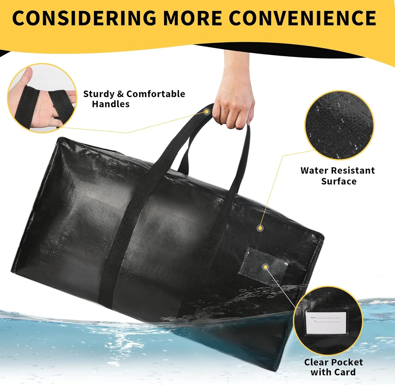 Heavy Duty Extra Large Jumbo Packing Bags, 176 Gallon Huge Moving Storage Bags with Strong Zippers & Carrying Handles, Reusable Big Moving Storage Totes for College Dorm Travel 1Pack