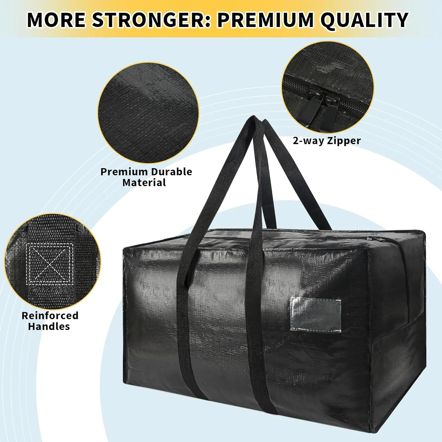 Heavy Duty Extra Large Jumbo Packing Bags, 176 Gallon Huge Moving Storage Bags with Strong Zippers & Carrying Handles, Reusable Big Moving Storage Totes for College Dorm Travel 1Pack