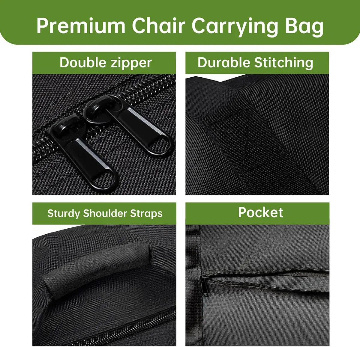 Heavy Duty Folding Chair Storage Bag | Upgrade Large Water-Resistant Carry Bag for Metal,Wooden and Plastic Chairs,with Pocket-39" L x 12" W x 20" H