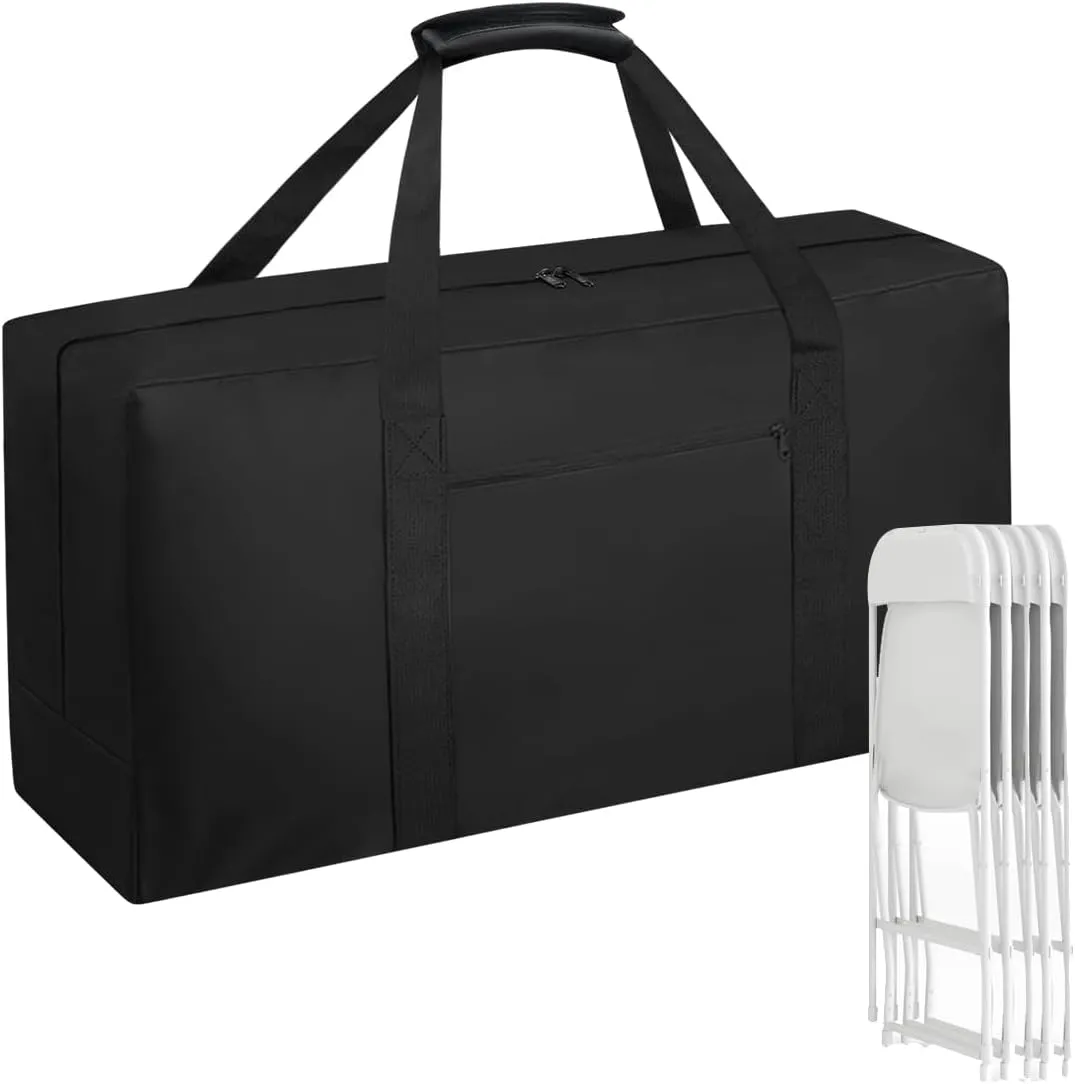 Heavy Duty Folding Chair Storage Bag | Upgrade Large Water-Resistant Carry Bag for Metal,Wooden and Plastic Chairs,with Pocket-39" L x 12" W x 20" H