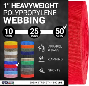 Heavyweight Polypropylene Webbing - Heavy Duty Poly Strapping for Outdoor DIY Gear Repair