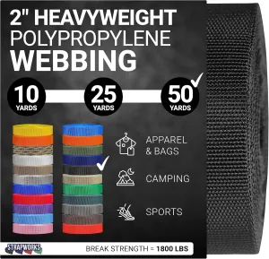 Heavyweight Polypropylene Webbing - Heavy Duty Poly Strapping for Outdoor DIY Gear Repair