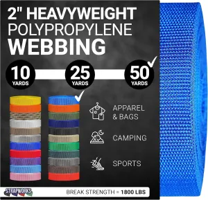 Heavyweight Polypropylene Webbing - Heavy Duty Poly Strapping for Outdoor DIY Gear Repair