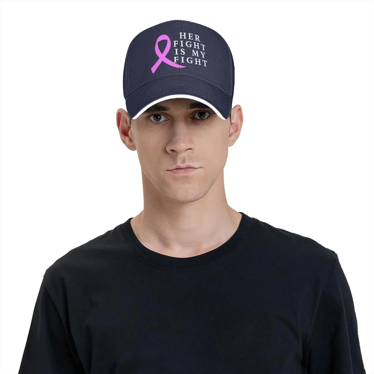 Her Fight is My Fight Breast Cancer Awareness Hat Adult Adjustable Mountaineering Classic Washed Casquette Cap