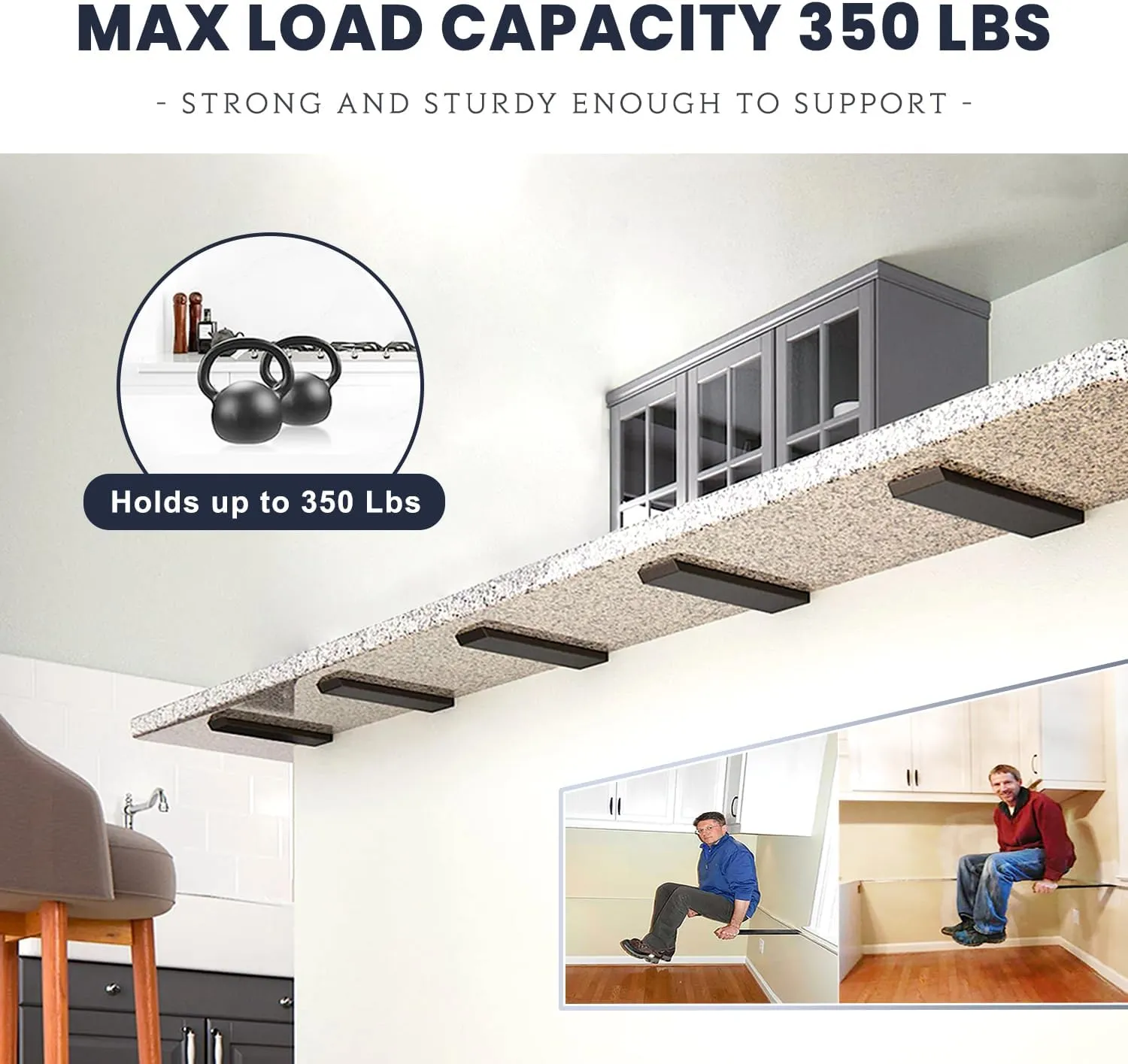 Hidden Island Countertop Support Bracket 2 Pack Black 22 Inch Heavy Duty Granite Countertop Bracket Iron Island Support Brackets for Granite Quartz Wood