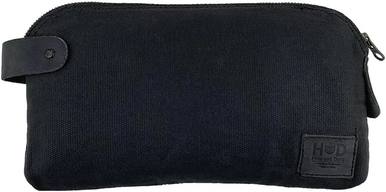 Hide & Drink, Large All Purpose Dopp Kit Utility Bag, Waxed Canvas, Handmade, Charcoal Black