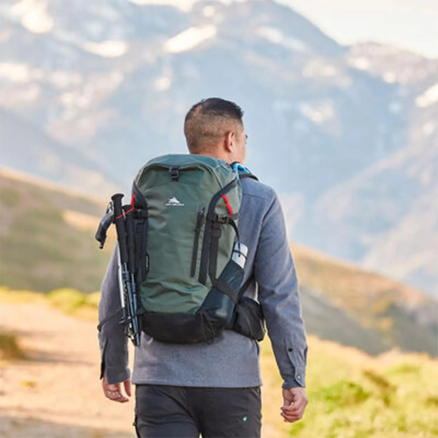 High Sierra Pathway 2.0 Backpack with Hydration Storage Sleeve, for Hiking, Biking, Camping, Traveling, Black, 60L