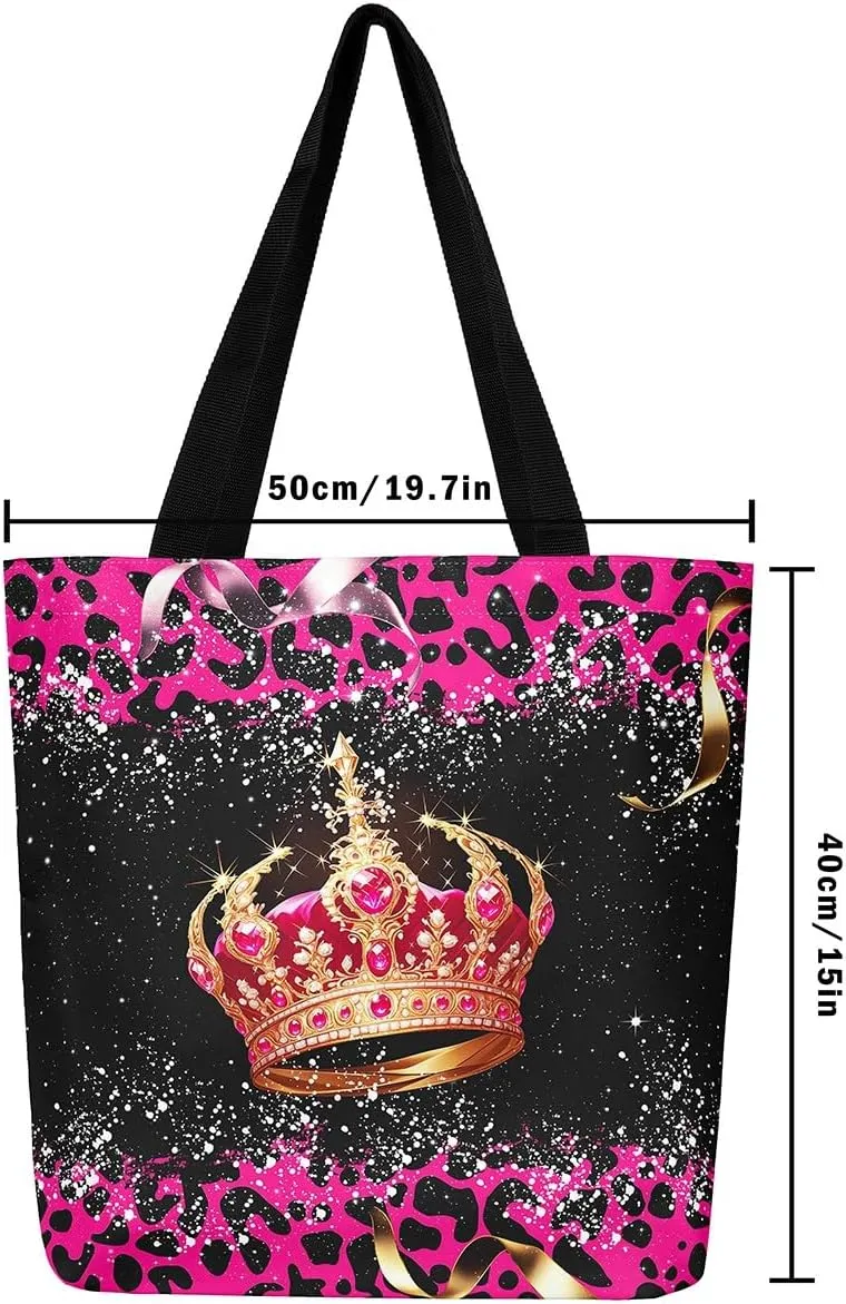 Highland Cow Canvas Tote Bag for Women,Cowboy Farm Animals Foldable Handbag
