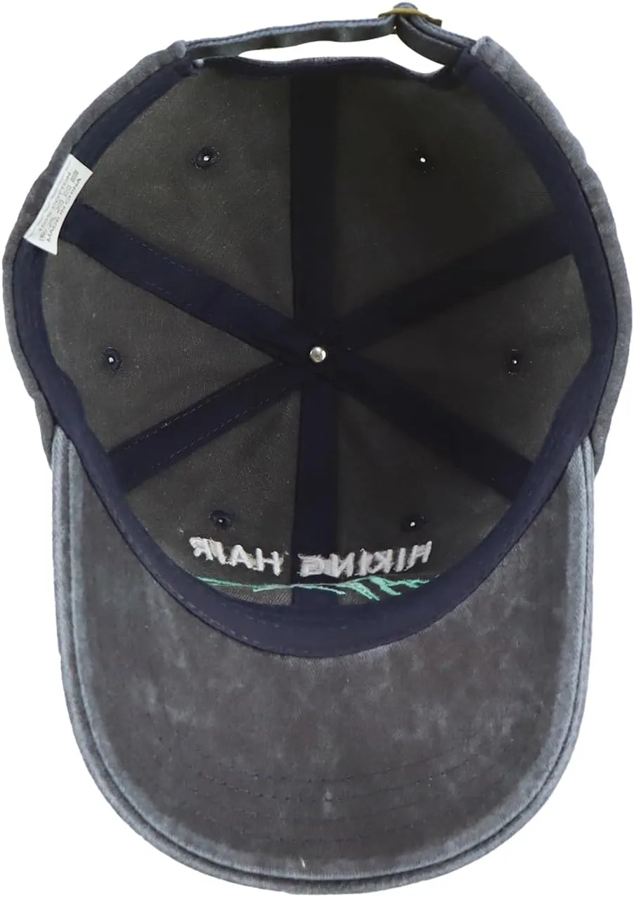 Hiking Hair Don't Care Hat for Men Women, Funny Adjustable Mountain Trees Baseball Cap for Camping Lovers Hiker