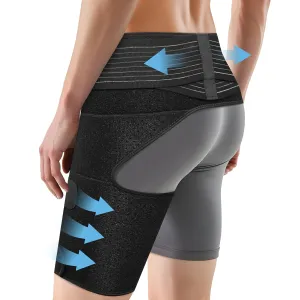 Hip Brace for Women & Men, Sciatica Pain Relief Devices, Adjustable Compression Wrap Support for Arthritis, Pulled Thigh, Hip Fleхоr Strain, Groin Injury, Hamstring Pull (Black, Left)