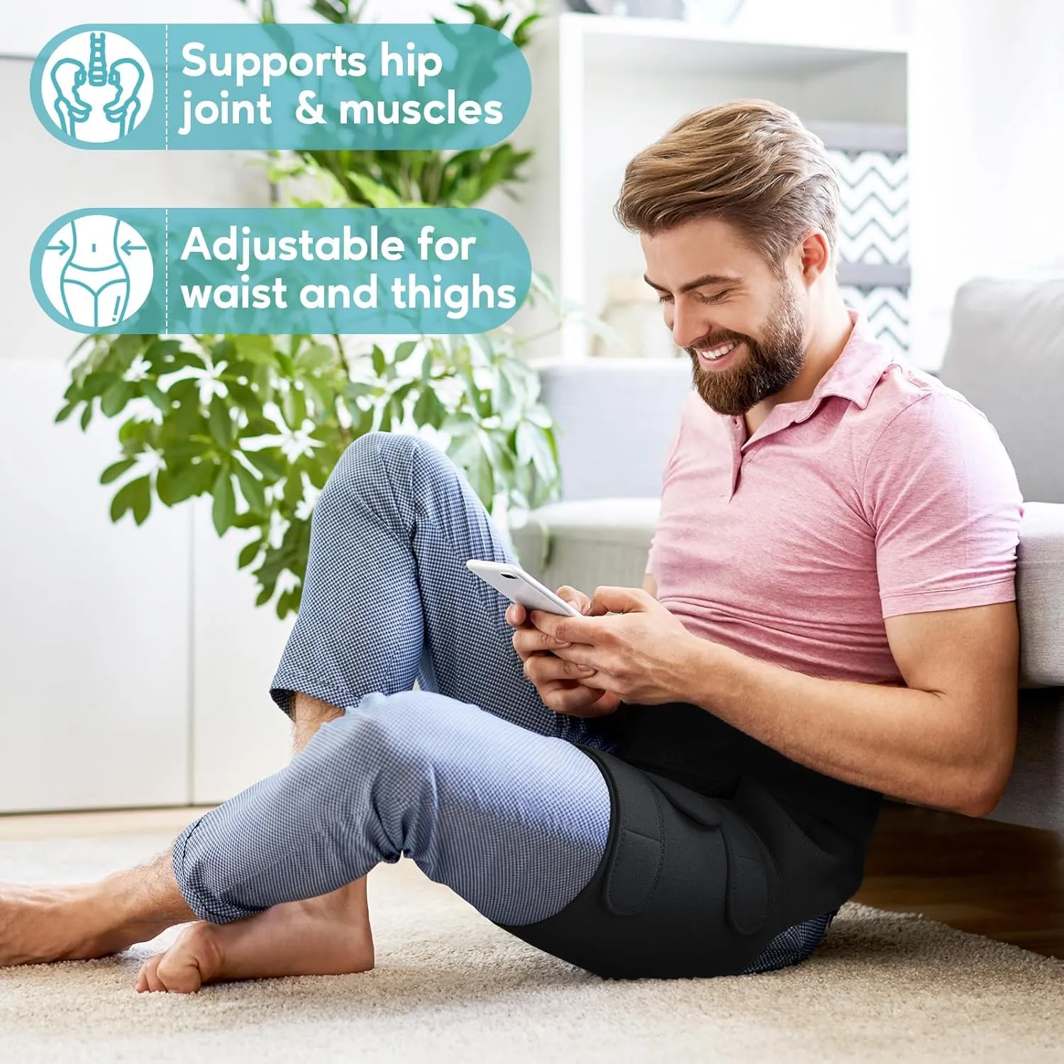 Hip Brace Sciatica Pain Relief Devices,Sciatic Nerve Brace,Adjustable Hamstring,Thigh,Groin Compression Sleeve for Sciatic Nerve Relief,Hip Flexor Compression Wrap for Women & Men