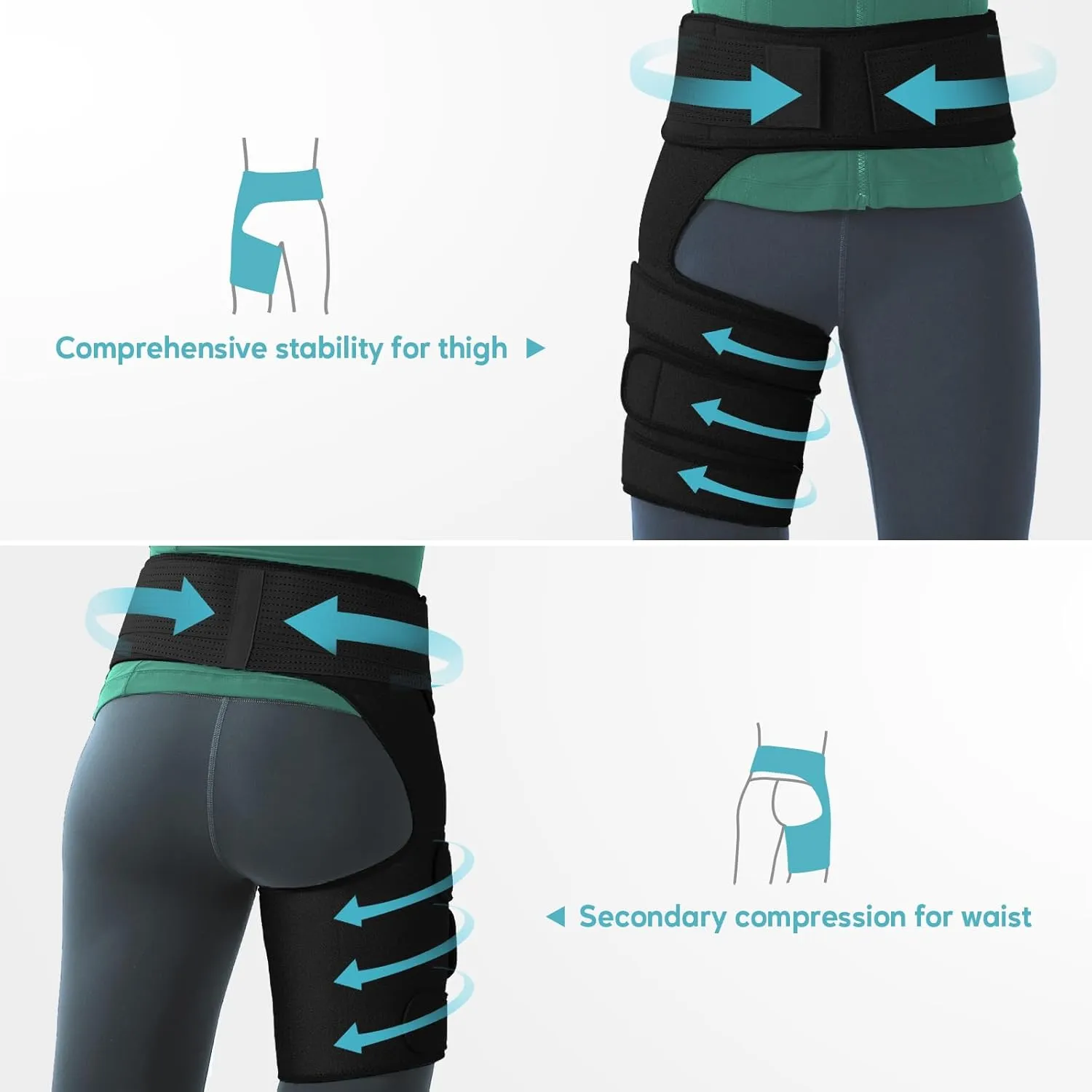 Hip Brace Sciatica Pain Relief Devices,Sciatic Nerve Brace,Adjustable Hamstring,Thigh,Groin Compression Sleeve for Sciatic Nerve Relief,Hip Flexor Compression Wrap for Women & Men