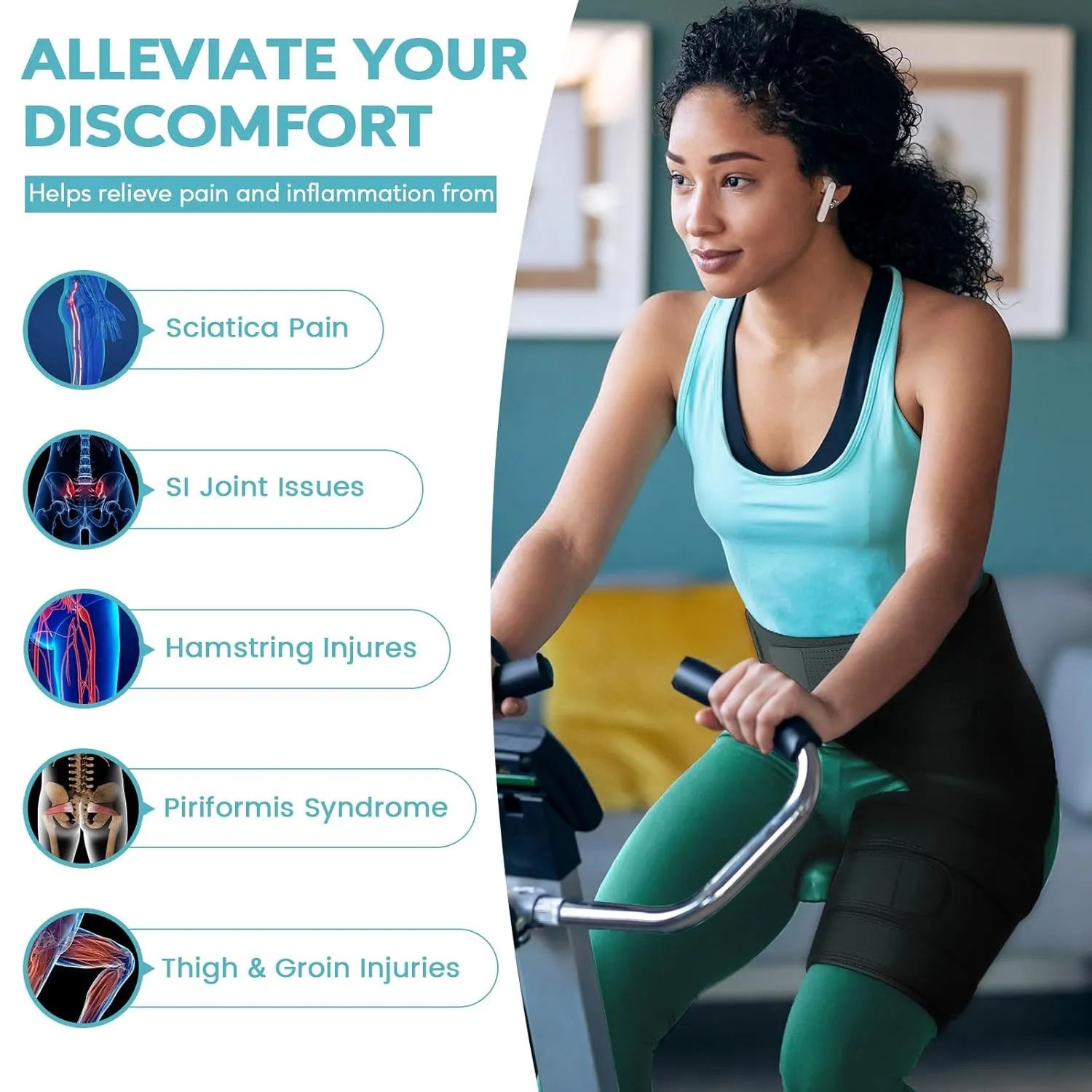 Hip Brace Sciatica Pain Relief Devices,Sciatic Nerve Brace,Adjustable Hamstring,Thigh,Groin Compression Sleeve for Sciatic Nerve Relief,Hip Flexor Compression Wrap for Women & Men