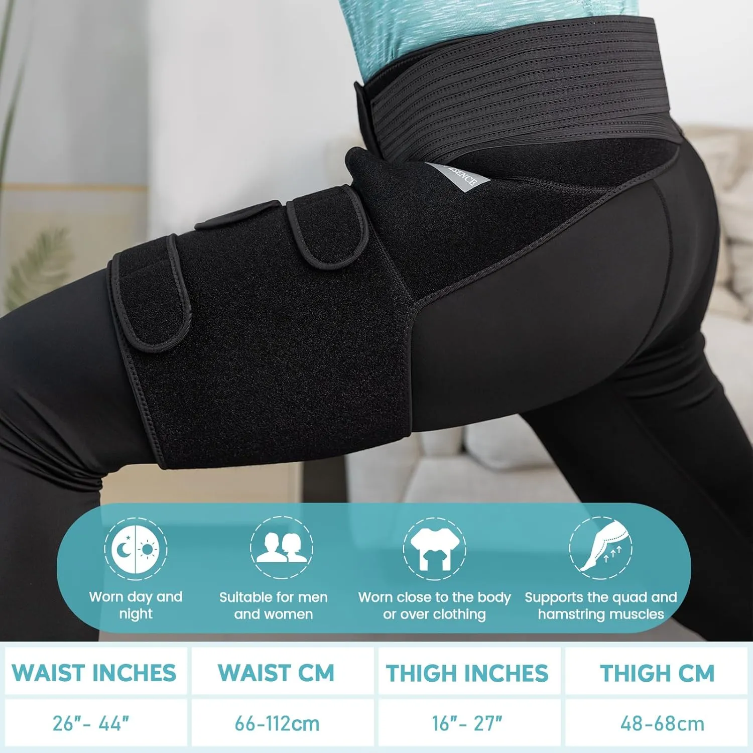 Hip Brace Sciatica Pain Relief Devices,Sciatic Nerve Brace,Adjustable Hamstring,Thigh,Groin Compression Sleeve for Sciatic Nerve Relief,Hip Flexor Compression Wrap for Women & Men